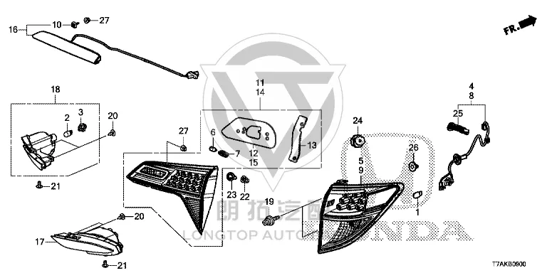 Rear Bumper Decorative Lamp (Right) 34500-T7JH01 34500T7JH01 for Honda