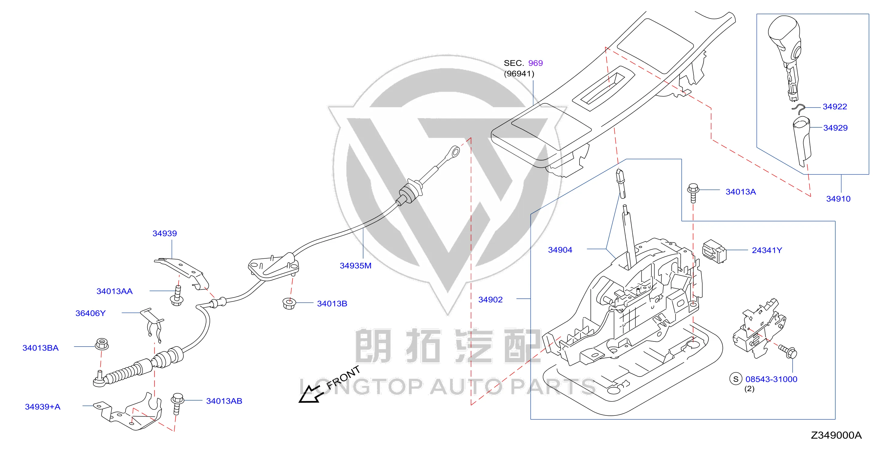 Shift mechanism assembly 34901-JN10B 34901JN10B for Nissan