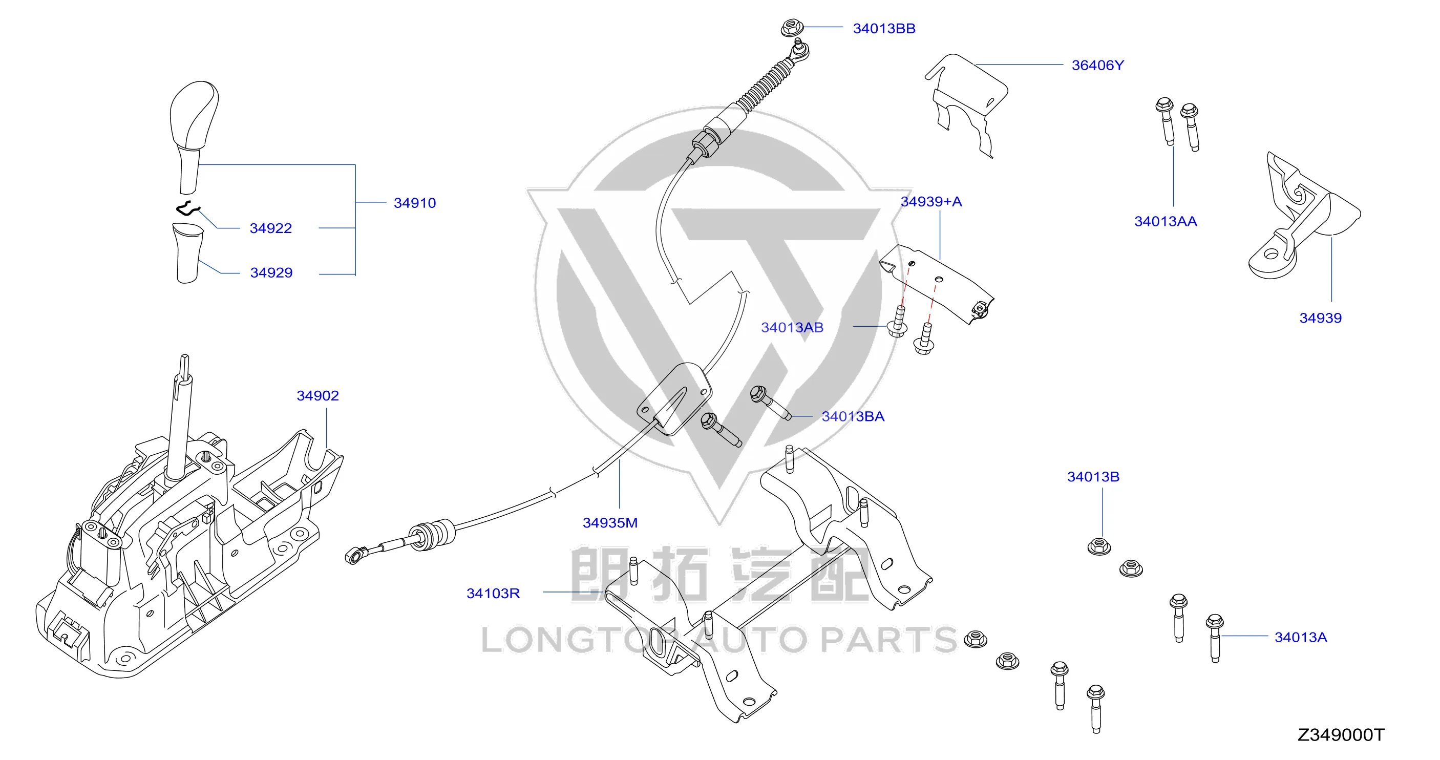 Transmission shift cable 34935-3TA0A 349353TA0A for Nissan