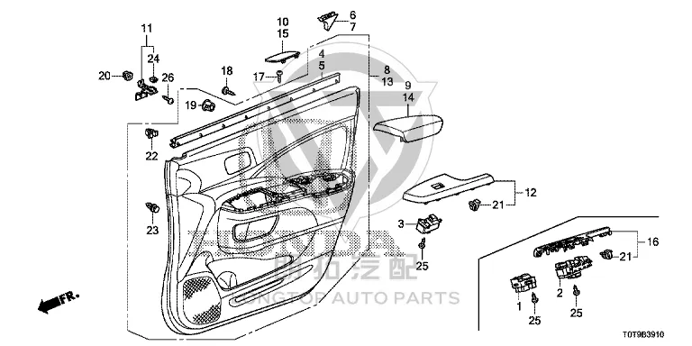 Front Door Window Lift Switch 35750-T0A-H01 35750T0AH01 for Honda