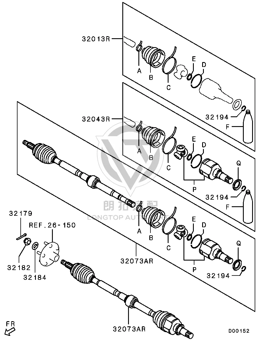 Front Half-Shaft (Right) 3815A-364 3815A364 for Mitsubishi GA2W