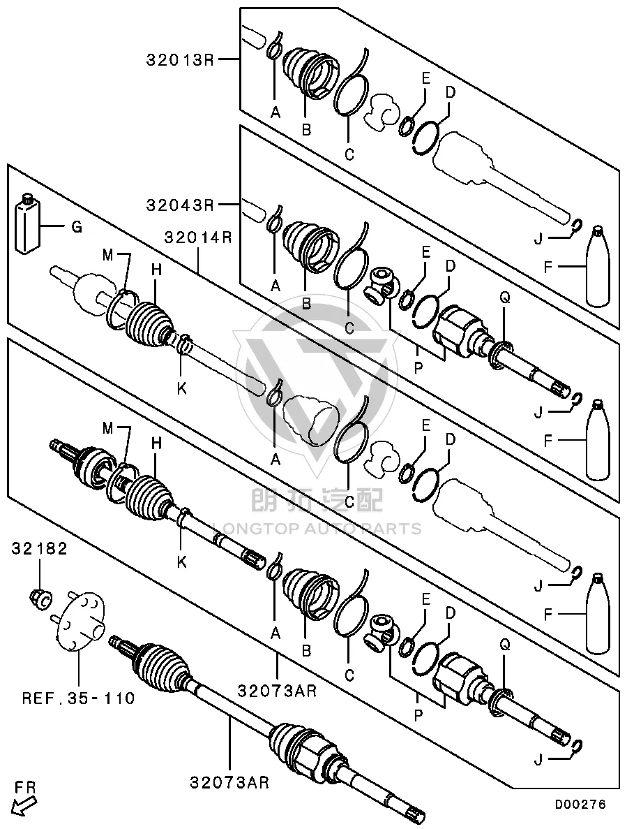 Front Half-Shaft (Right) 3815A-968 3815A968 for Mitsubishi GF8W