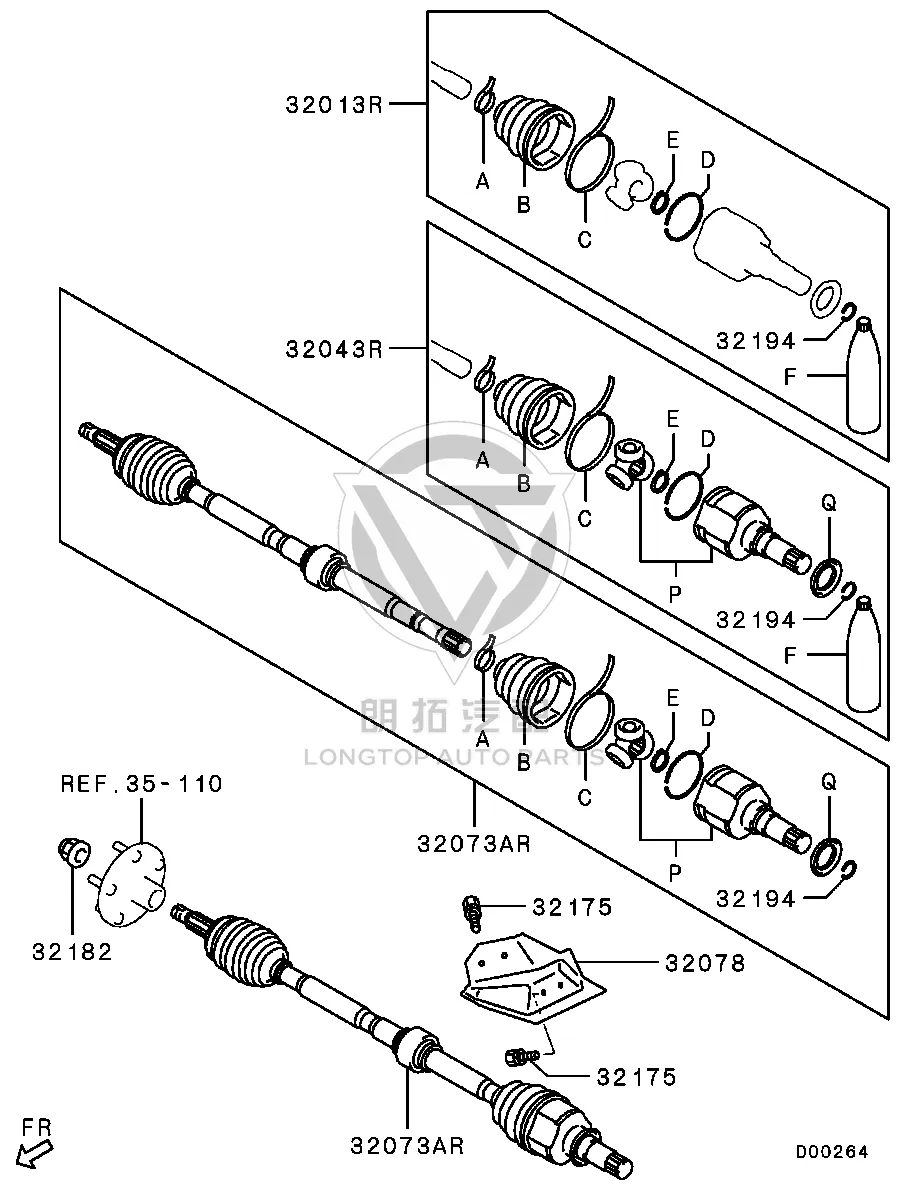 Front Half-Shaft (Right) 3815A-530 3815A530 for Mitsubishi GA2W