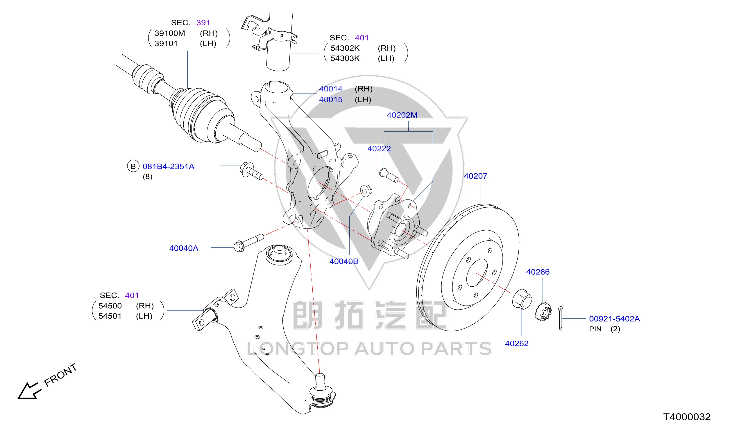 Front Steering Knuckle (Right) 40014-4CL1A 400144CL1A for Nissan