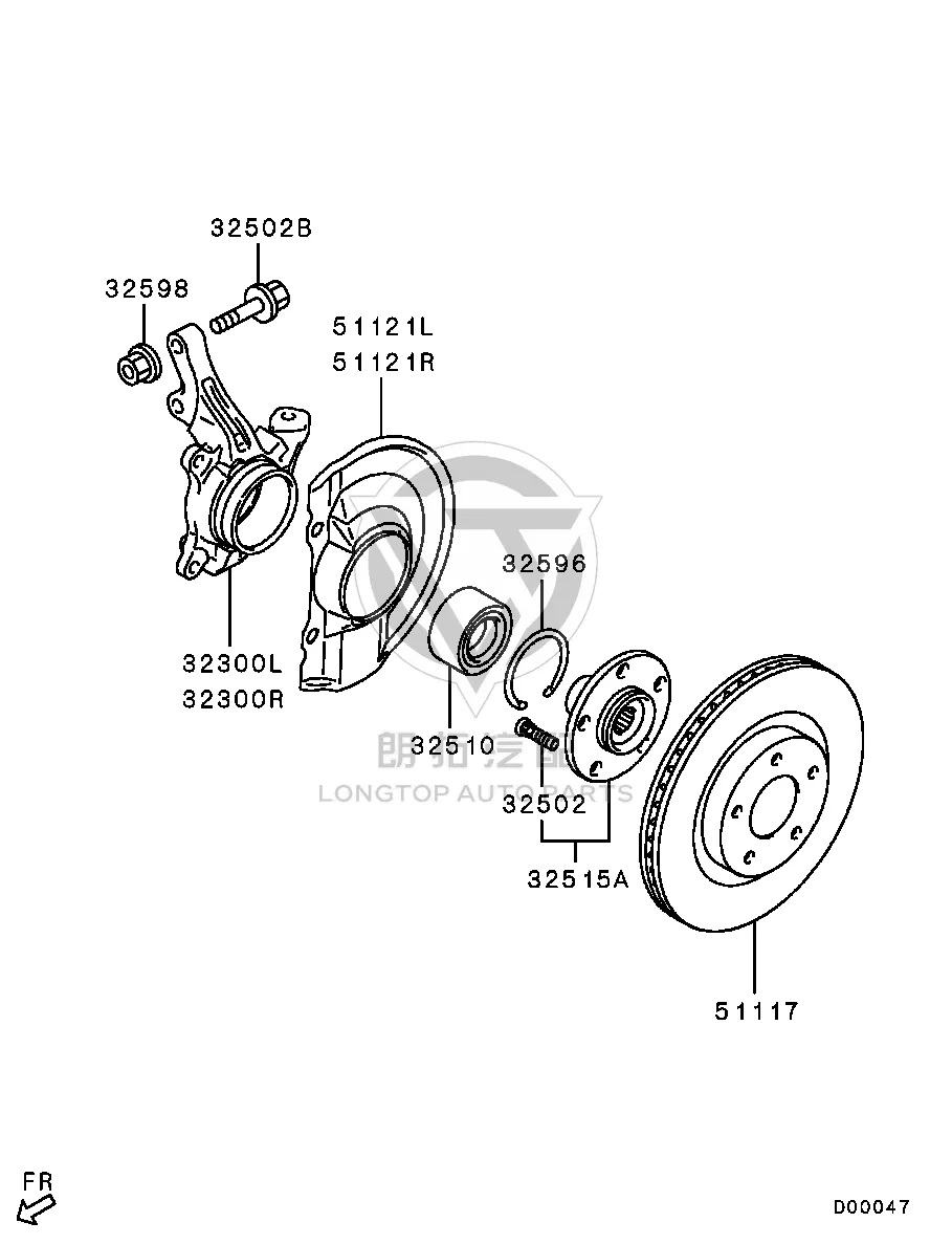 Front Wheel Axle Spindle (Right) 3880A-018 3880A018 for Mitsubishi CV2W