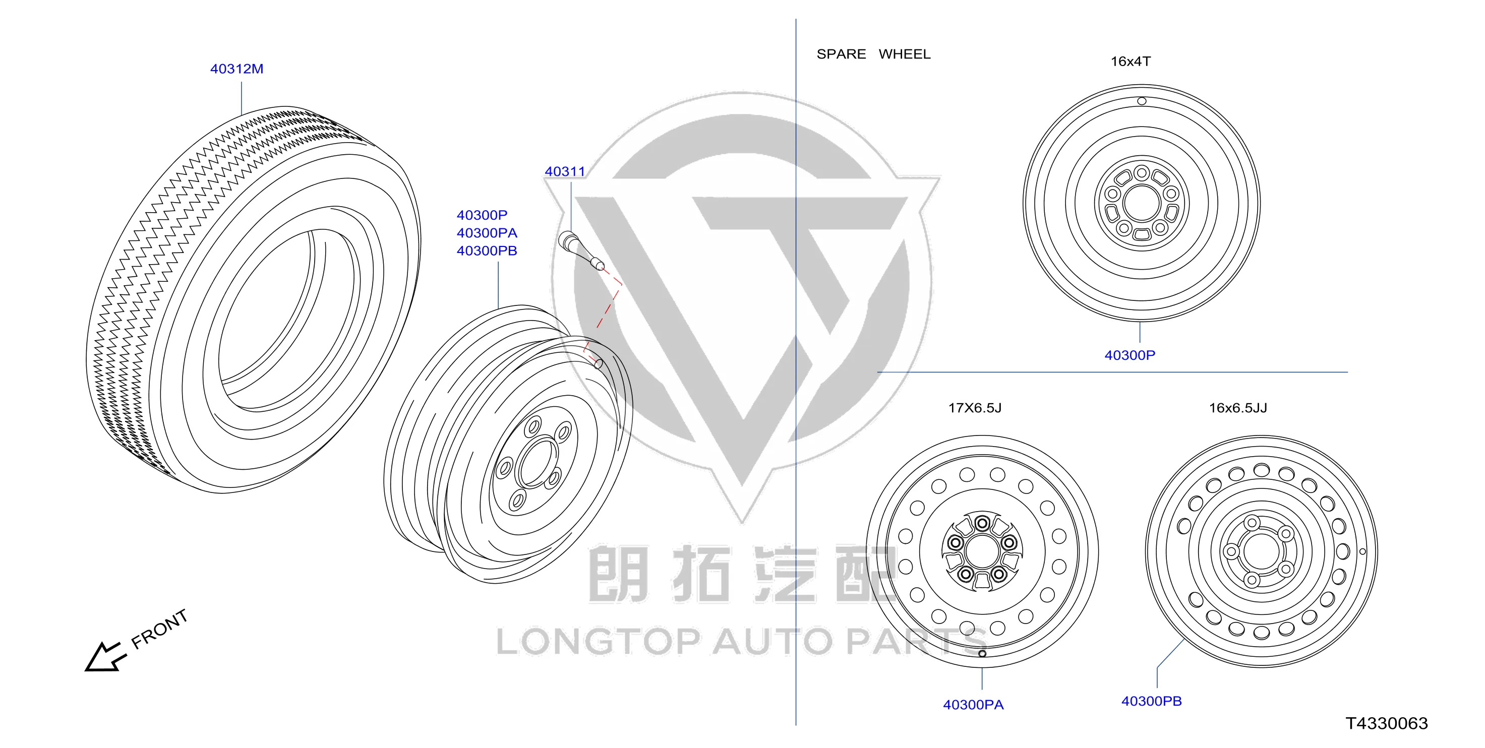 Spare Tire Steel Rim 40300-3RB0B 403003RB0B for Nissan