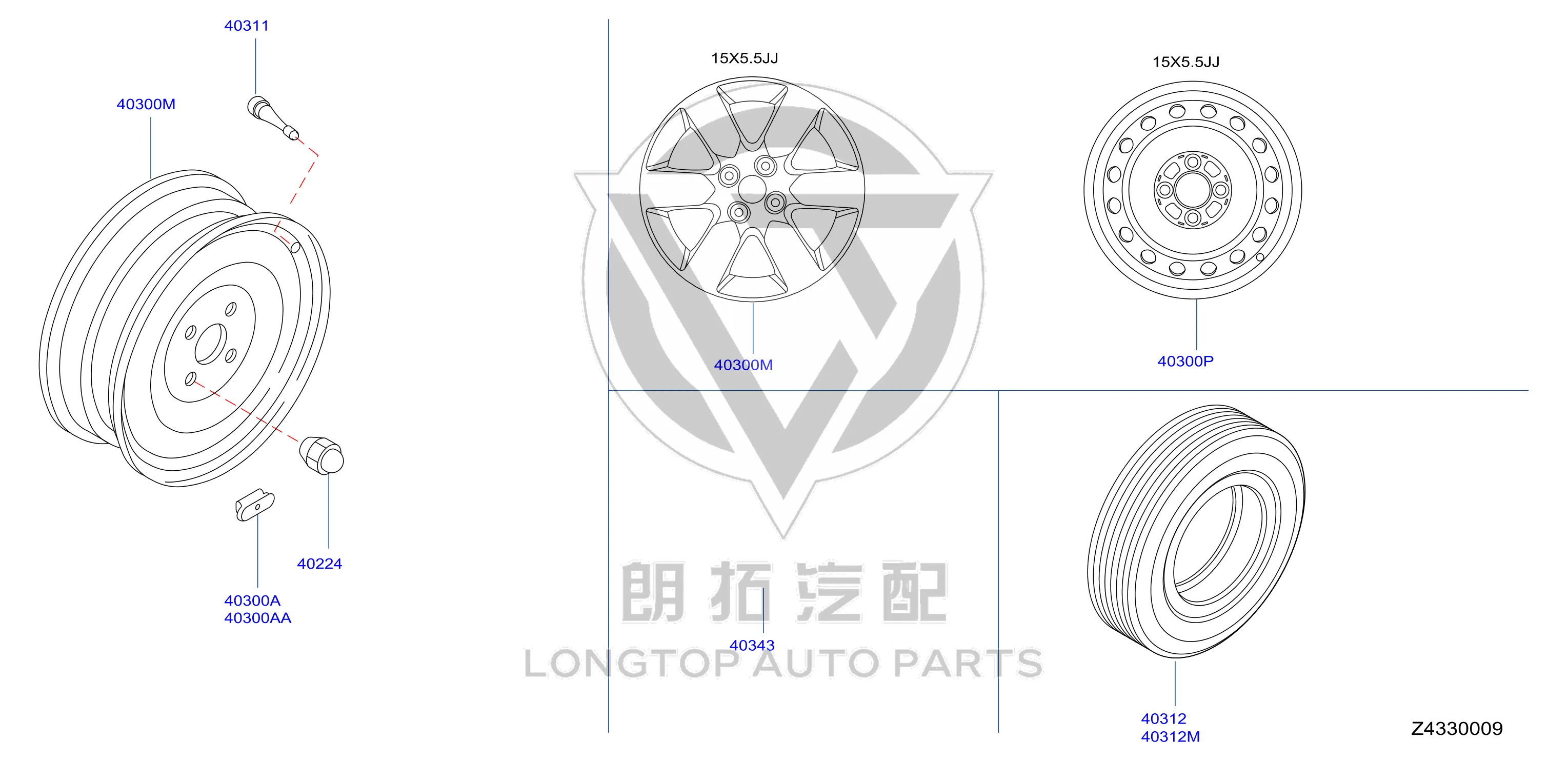 Spare Tire Steel Rim 40300-CJ00B 40300CJ00B for Nissan