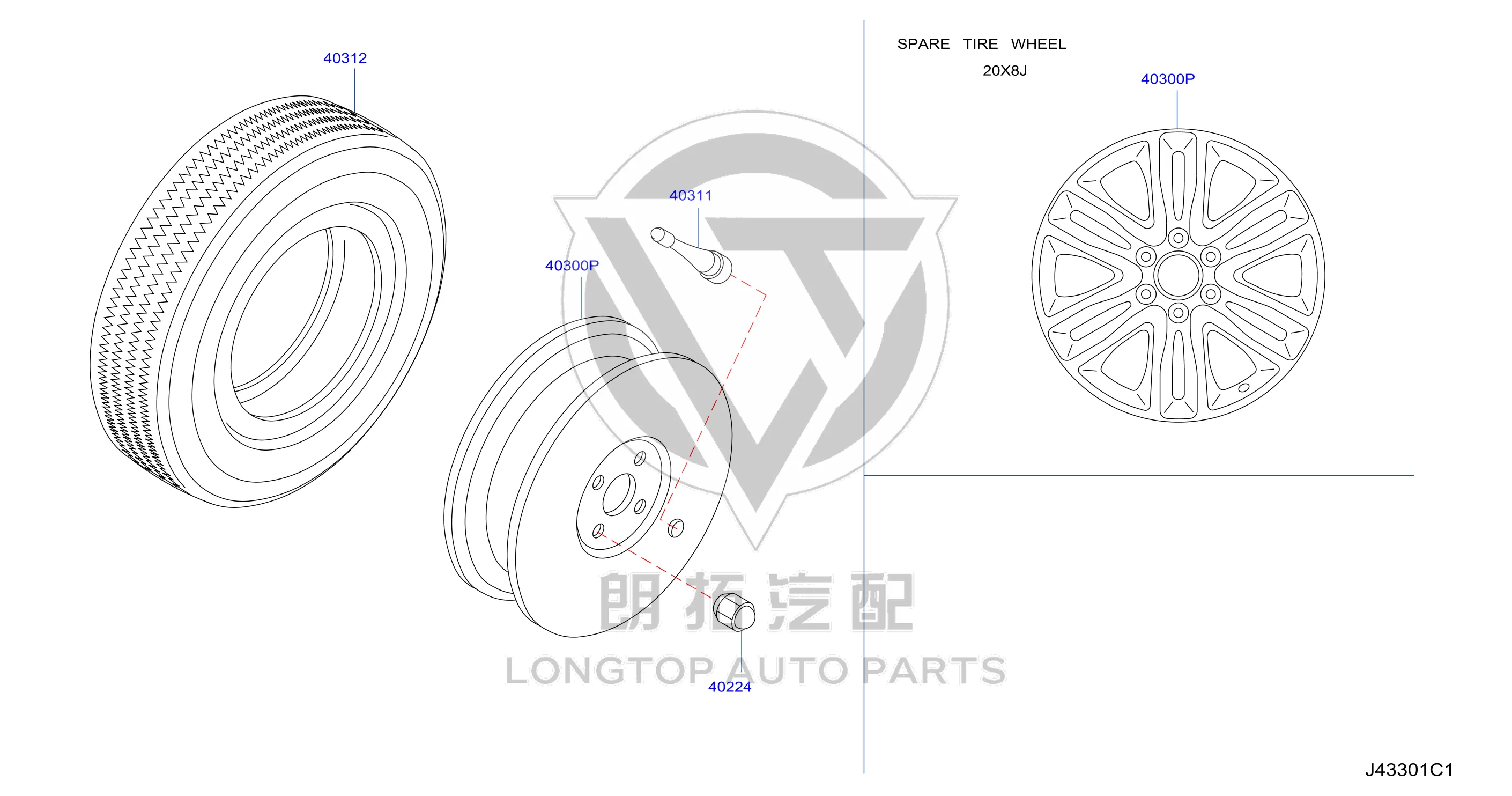 Tire 40312-5ZW1B 403125ZW1B for Nissan