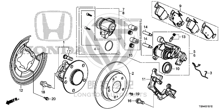 Rear Wheel Axle Head with Bearing 42200-TBA-A01 42200TBAA01 for Honda