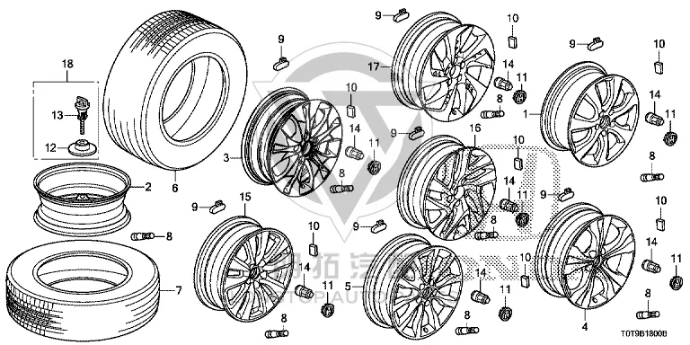 Spare tire steel rim 42700-T0X-H90 42700T0XH90 for Honda
