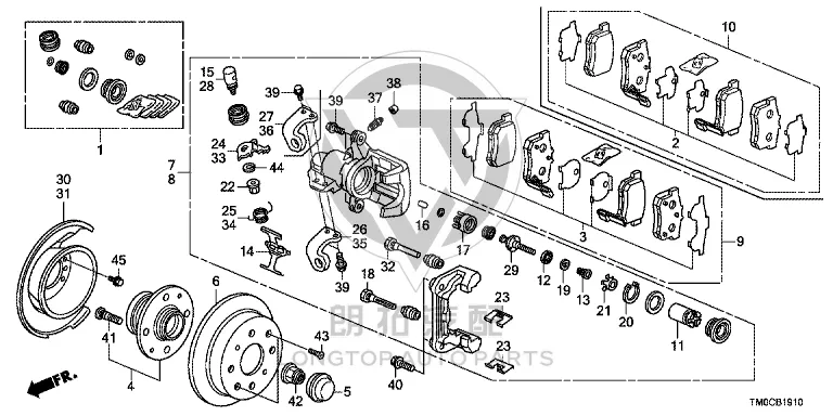 Rear brake pad (set) 43022-SV4-H00 43022SV4H00 for Honda