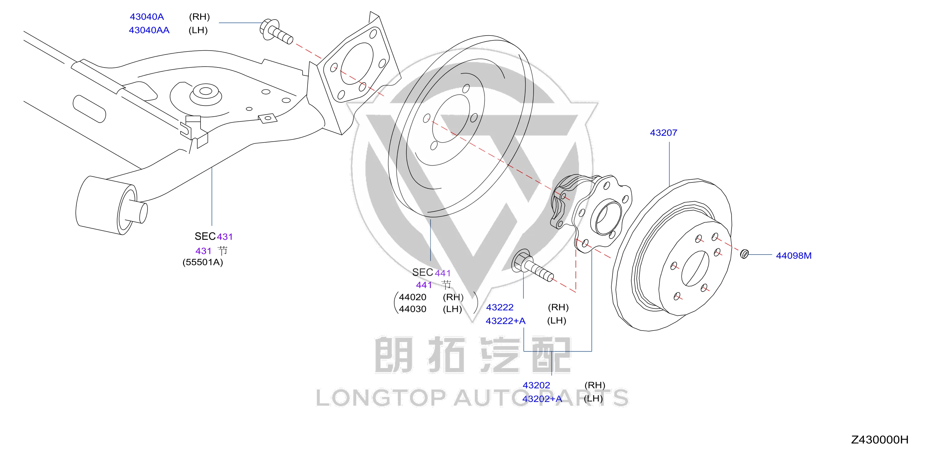 Rear Wheel Axle Hub with Bearing 43202-3DA0A 432023DA0A for Nissan
