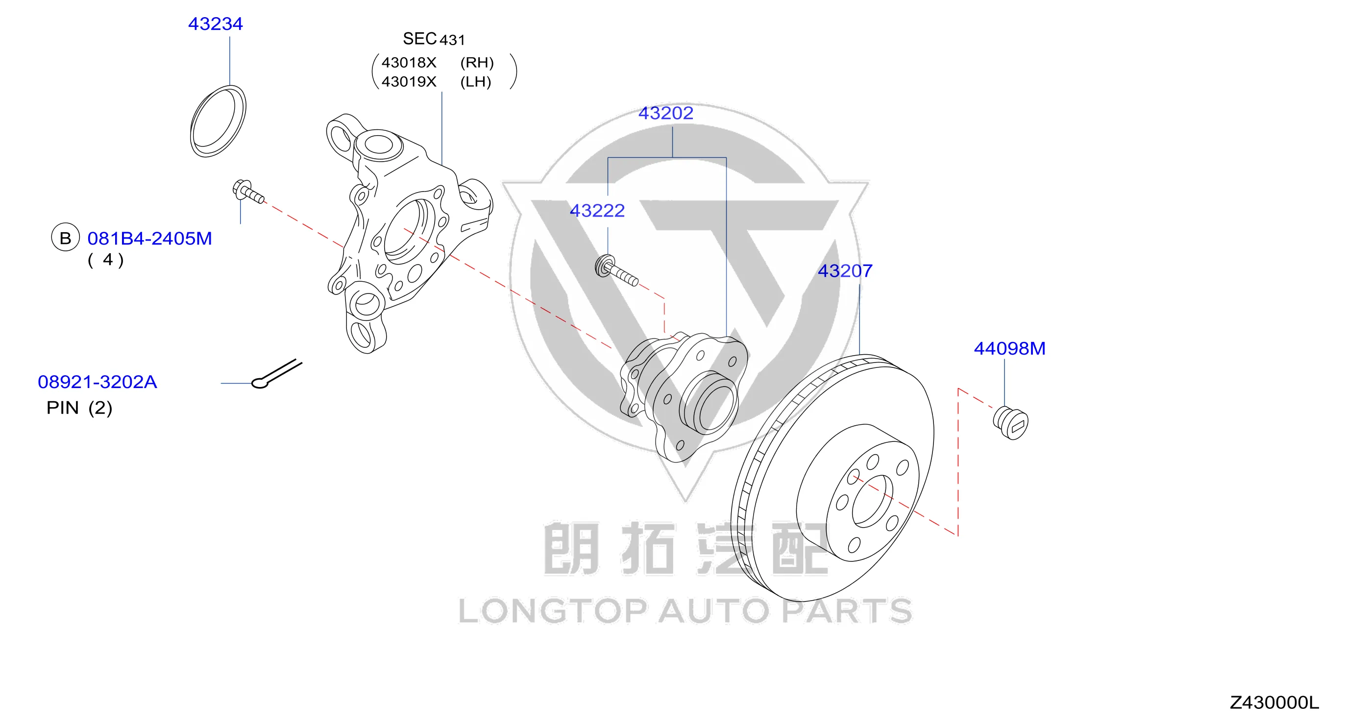 Rear Wheel Axle Hub with Bearing 43202-3TS0A 432023TS0A for Nissan