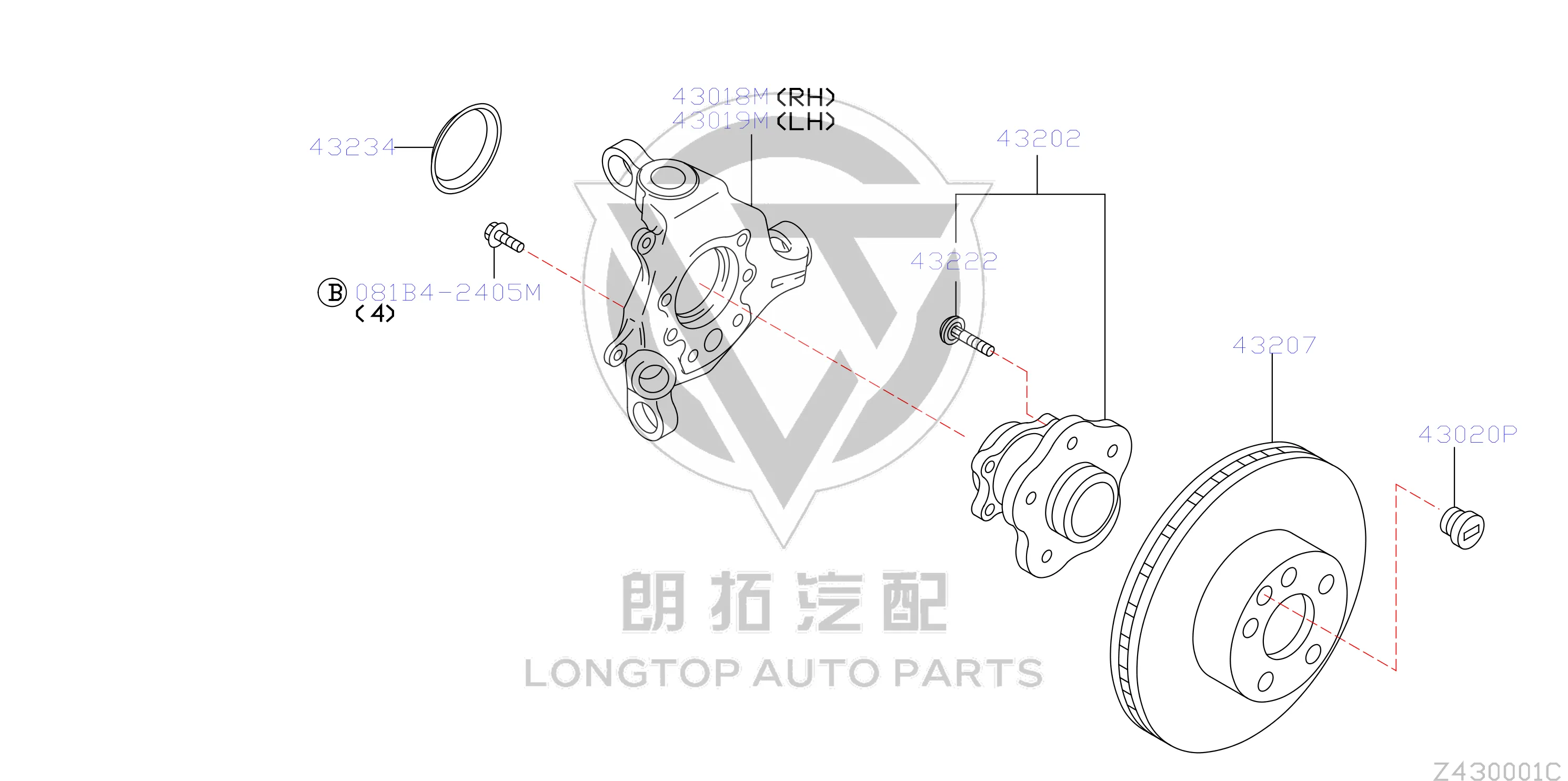 Rear Wheel Axle Hub (Right) 43202-6CT0A 432026CT0A for Nissan