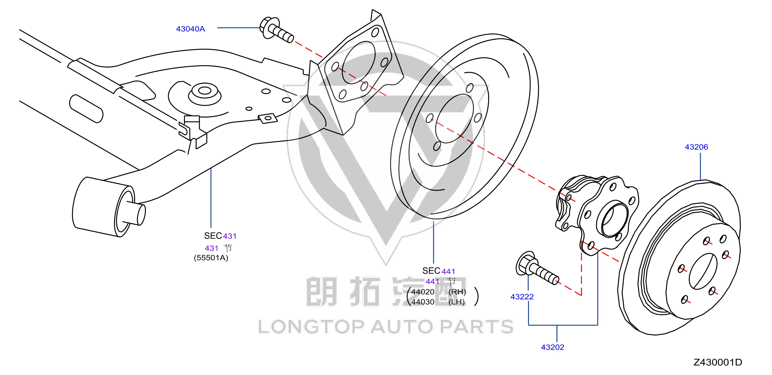 Rear Wheel Axle Hub with Bearing 43202-6YU0A 432026YU0A for Nissan