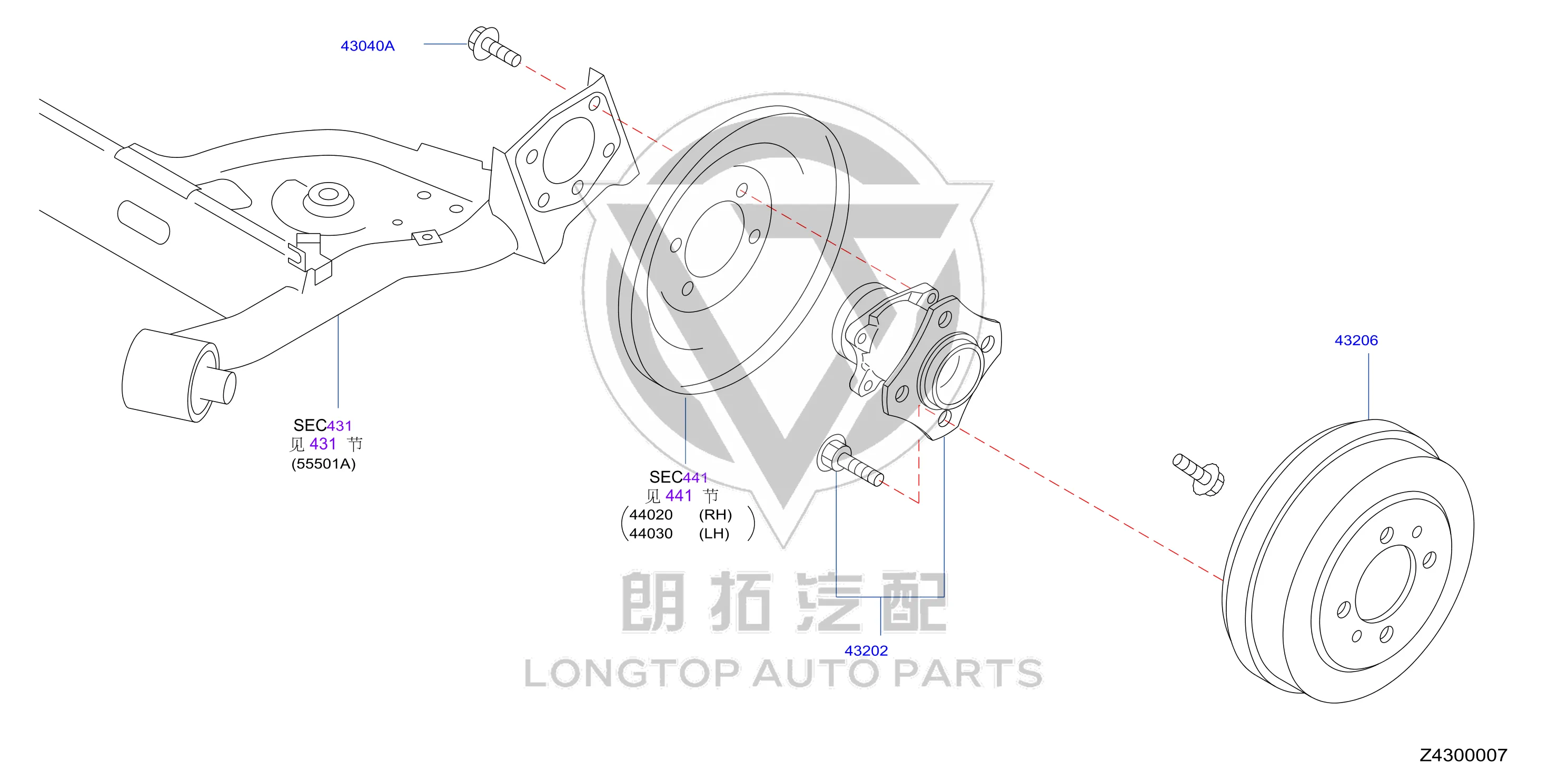 Rear Wheel Axle Hub with Bearing Left 43202-ED51B 43202ED51B for Nissan