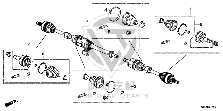 Front Half Shaft Boot 44018-T6P-H20 44018T6PH20 for Honda
