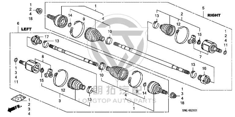 Front Half-Shaft (Right) 44305-SNVP00 44305SNVP00 for Honda