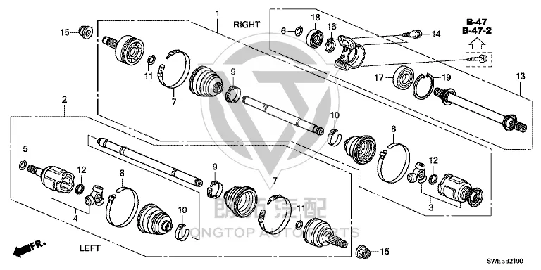 Front Half-Shaft (Left) 44306-SWET10 44306SWET10 for Honda