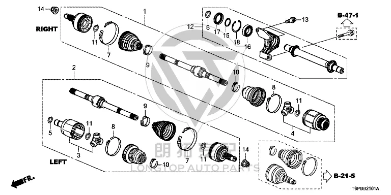 Front Half-Shaft (Right) 44305-T6P-000 44305T6P000 for Honda