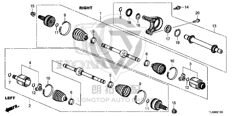 Front Half-Shaft (Right) 44305-TLAH0 44305TLAH00 for Honda