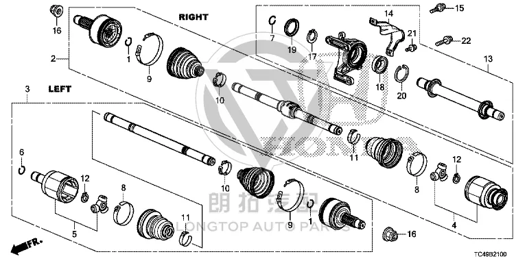 Front Half-Shaft (Left) 44306-T7M-H01 44306T7MH01 for Honda