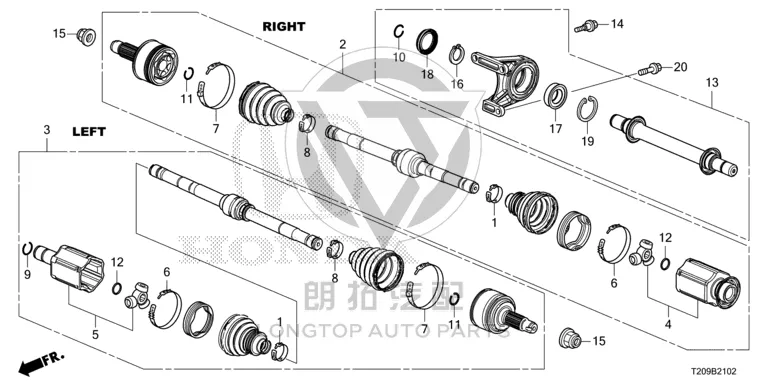 Intermediate Transition Shaft of Front Half Shaft 44500-TETH0 44500TETH00 for Honda
