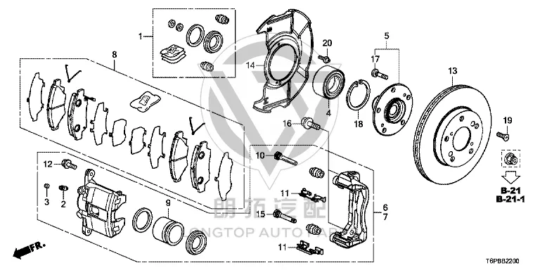 Front Brake Pad Set 45022-T6P-H00 45022T6PH00 for Honda