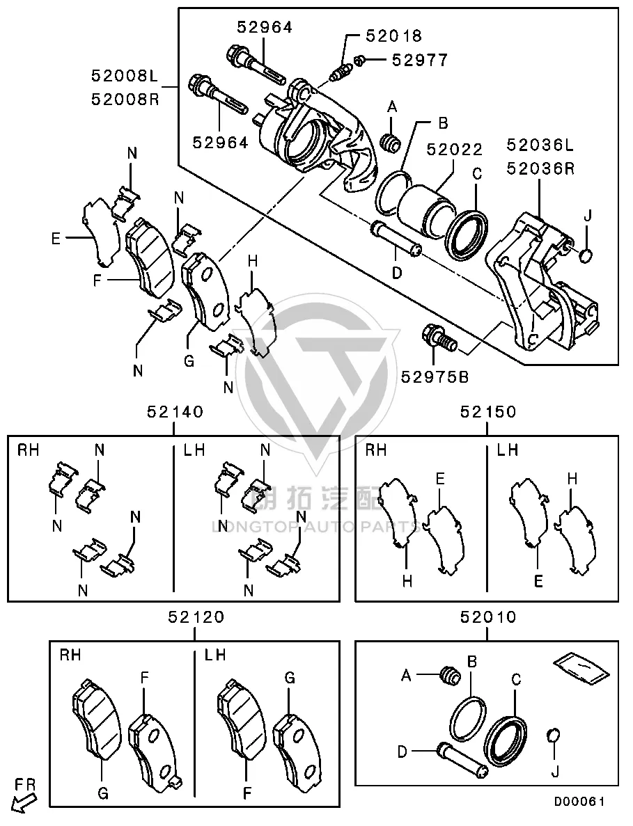Rear Brake Pad Set 4605A-389 4605A389 for Mitsubishi V97W