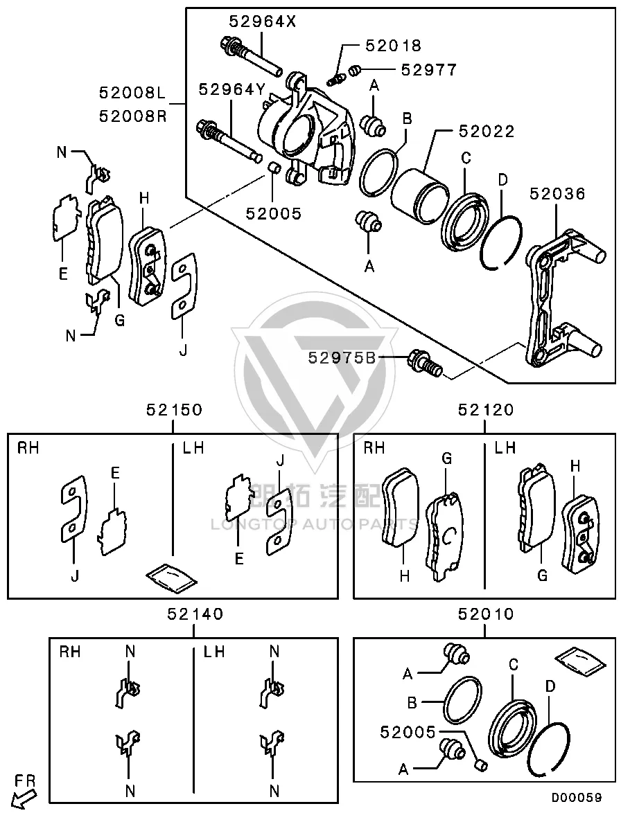 Rear Brake Pad Set 4605A-447 4605A447 for Mitsubishi V87W