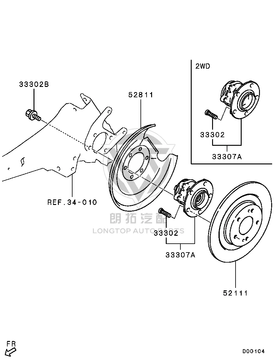 Rear Wheel Axle Hub with Bearing (Left) 3785A-072 3785A072 for Mitsubishi GF8W