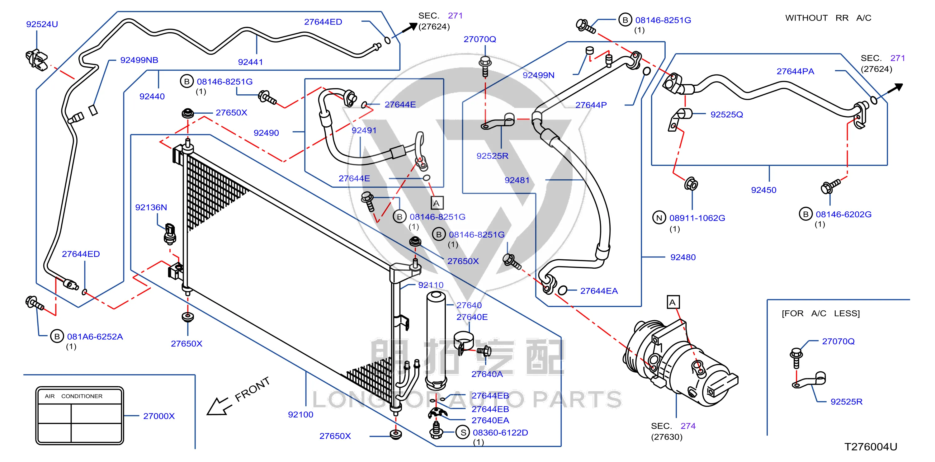 Condenser 92100-JX00A 92100JX00A for Nissan
