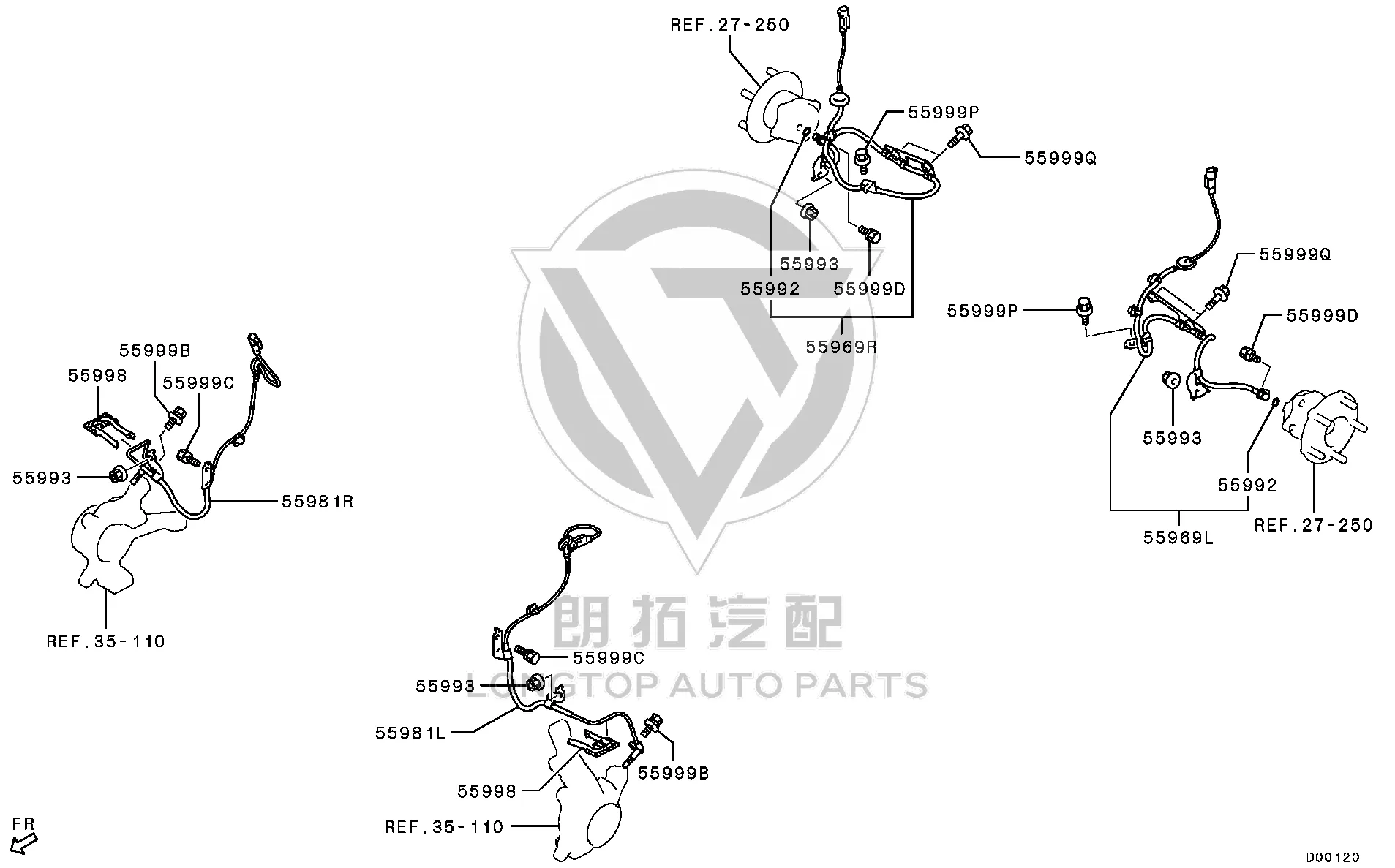 ABS Rear Wheel Sensor (Left) 4670B-40900 4670B40900 for Mitsubishi GF7W