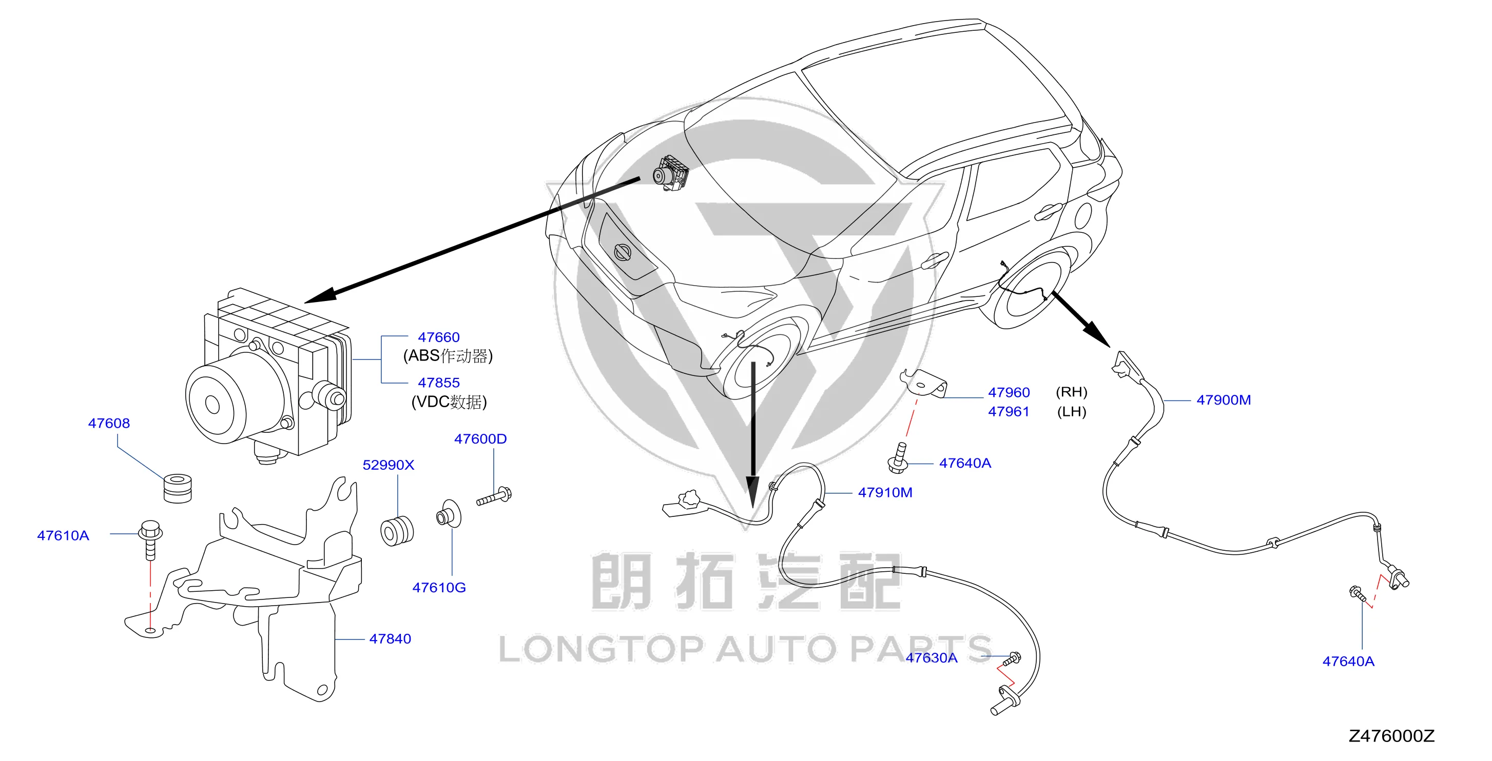 ABS Pump Assembly 47660-5RF0C 476605RF0C for Nissan