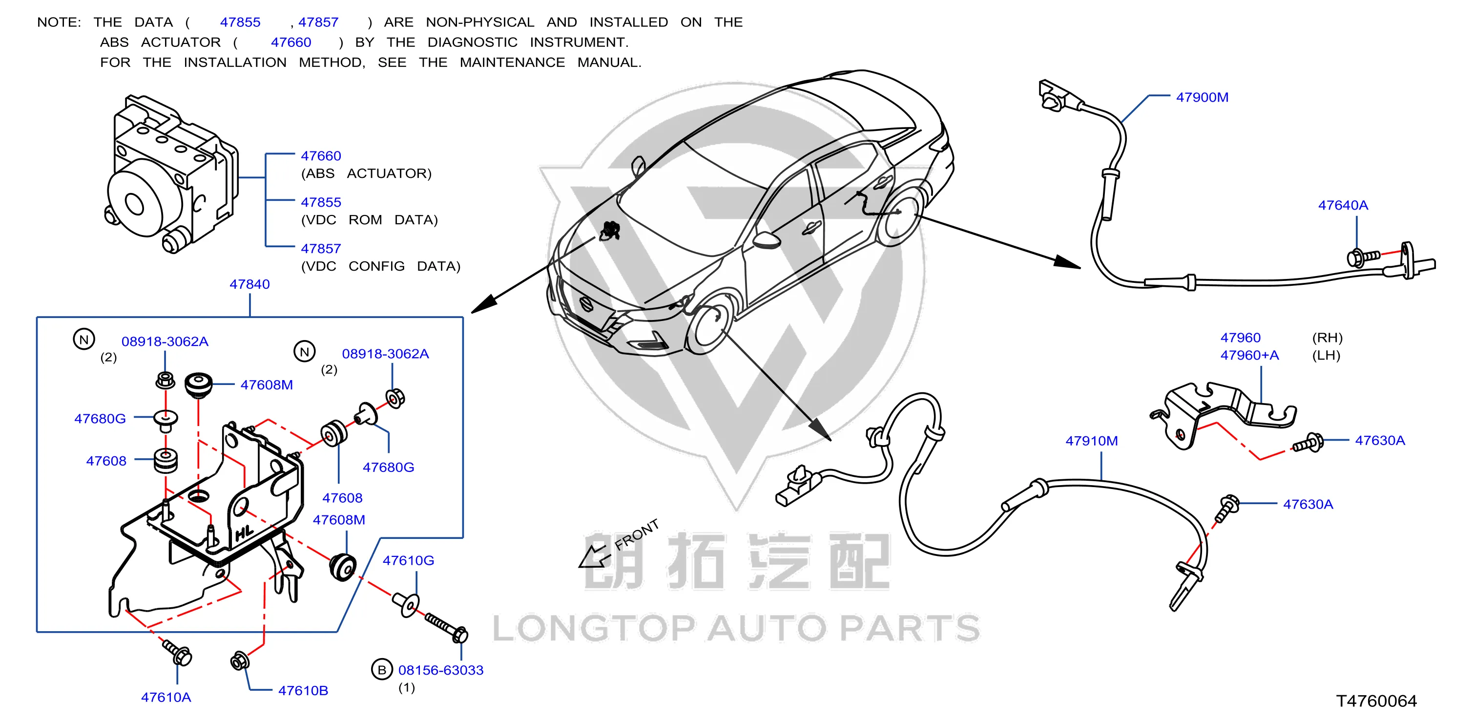 ABS Rear Wheel Sensor 47900-6LA0A 479006LA0A for Nissan