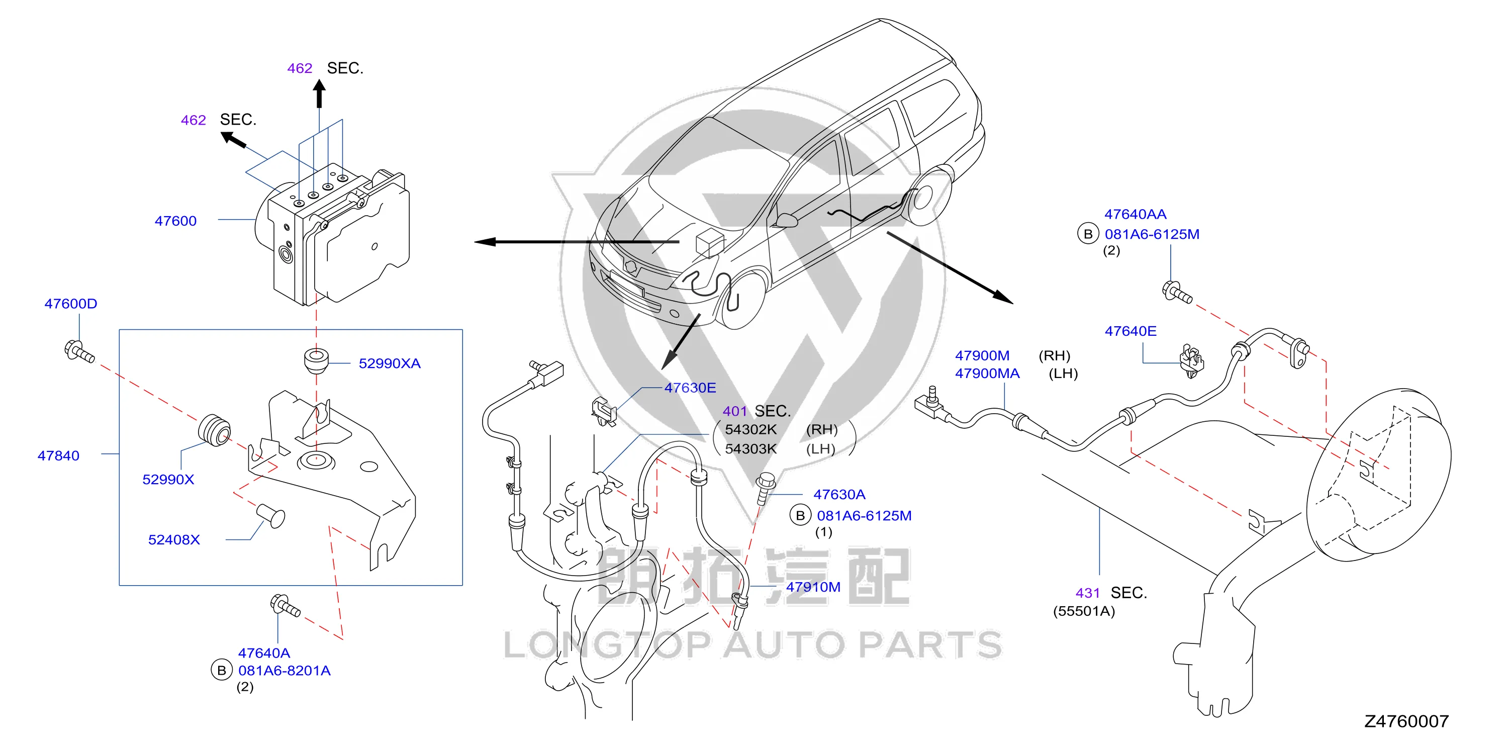 ABS Front Wheel Sensor 47910-2DV0A 479102DV0A for Nissan