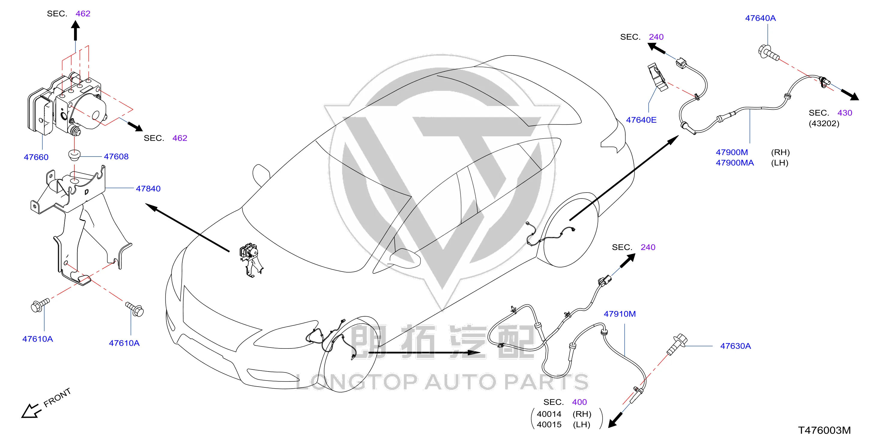 ABS Rear Wheel Sensor (Right) 47900-3DA0A 479003DA0A for Nissan