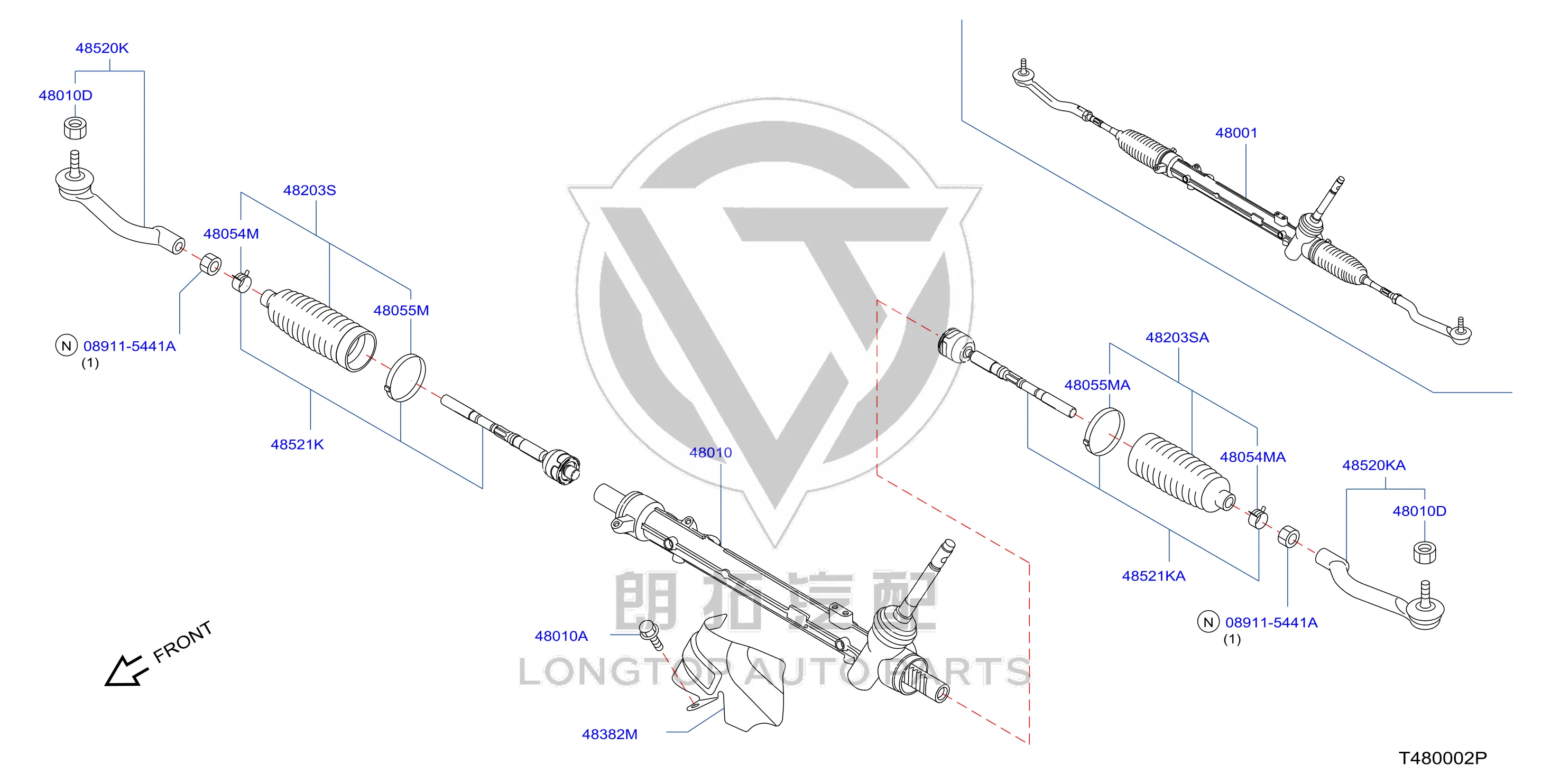 Steering Gear 48001-4BA0A 480014BA0A for Nissan