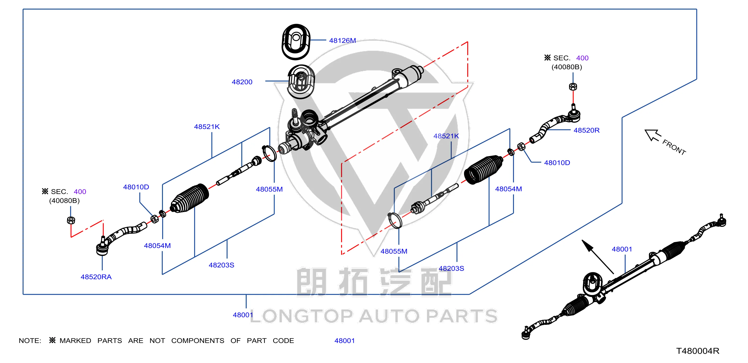 Steering Gear 48001-6LS1B 480016LS1B for Nissan