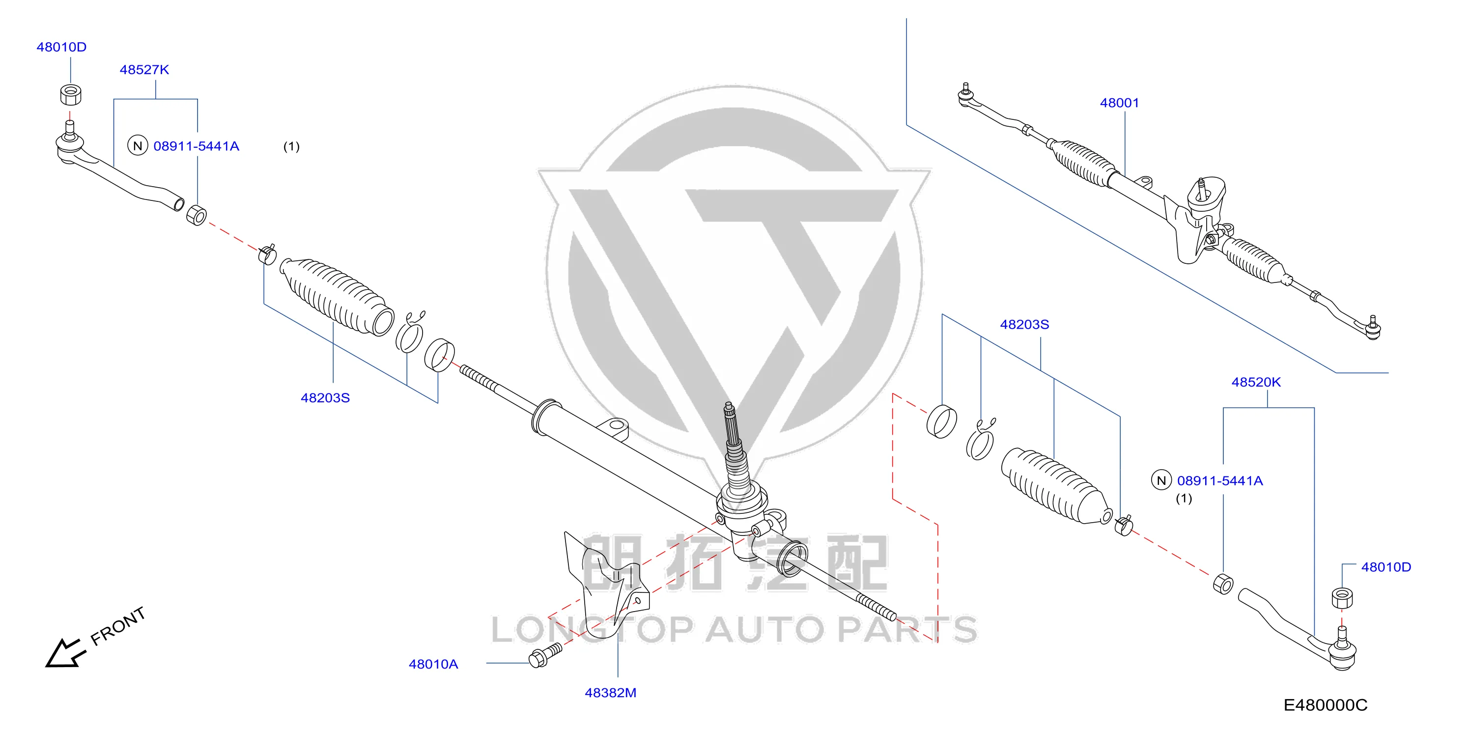 Steering Gear 48001-JD90B 48001JD90B for Nissan