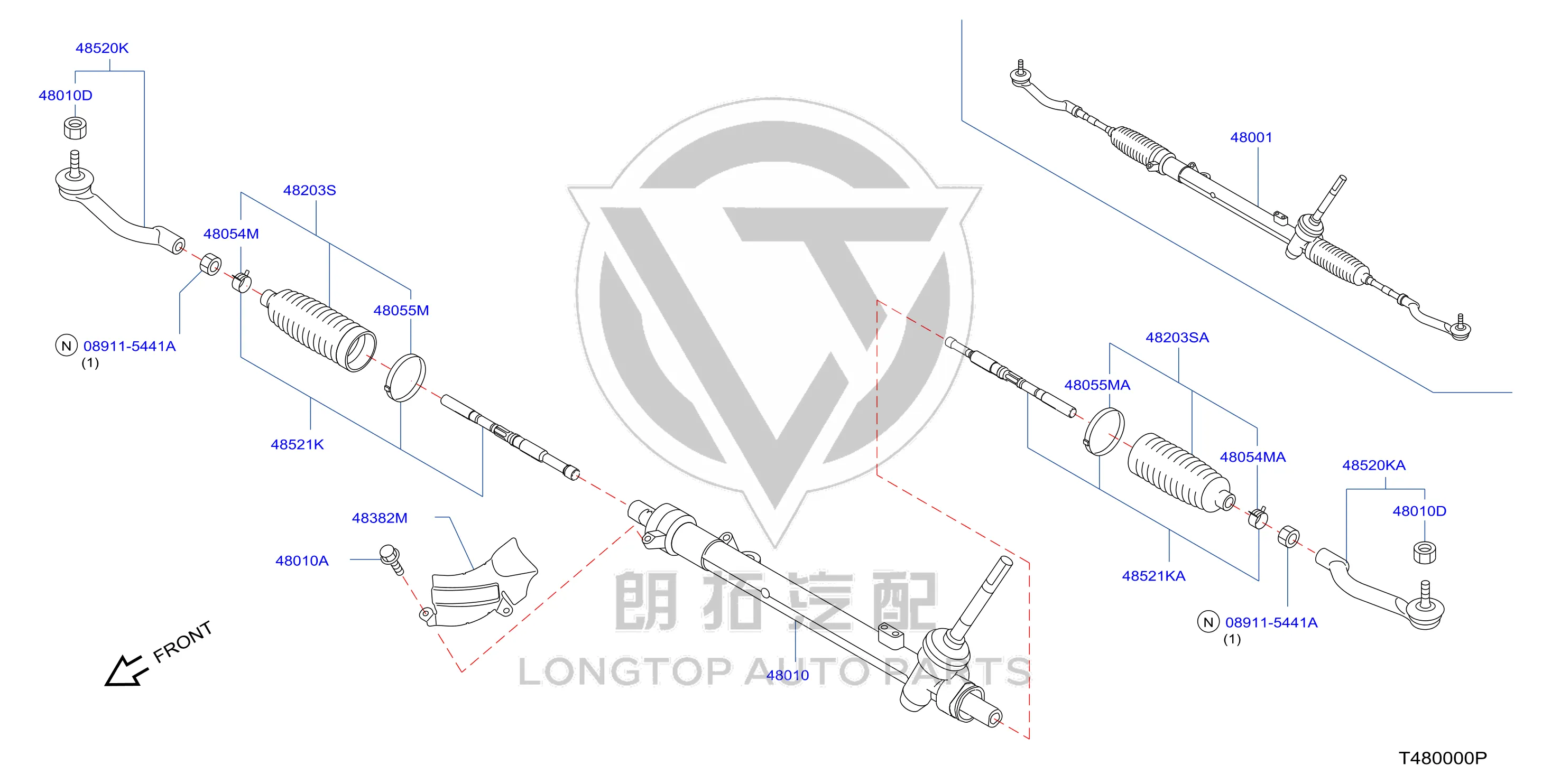 Steering Gear 48001-JG40B 48001JG40B for Nissan