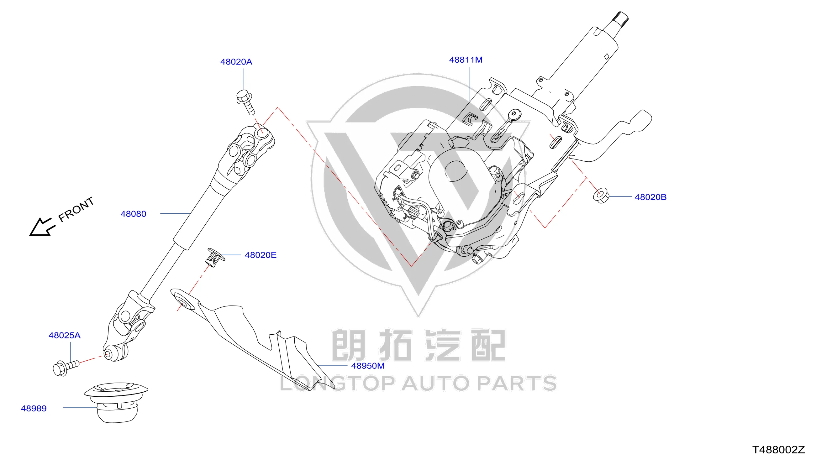 Steering Column Connecting Shaft (Lower) 48080-4CL0A 480804CL0A for Nissan