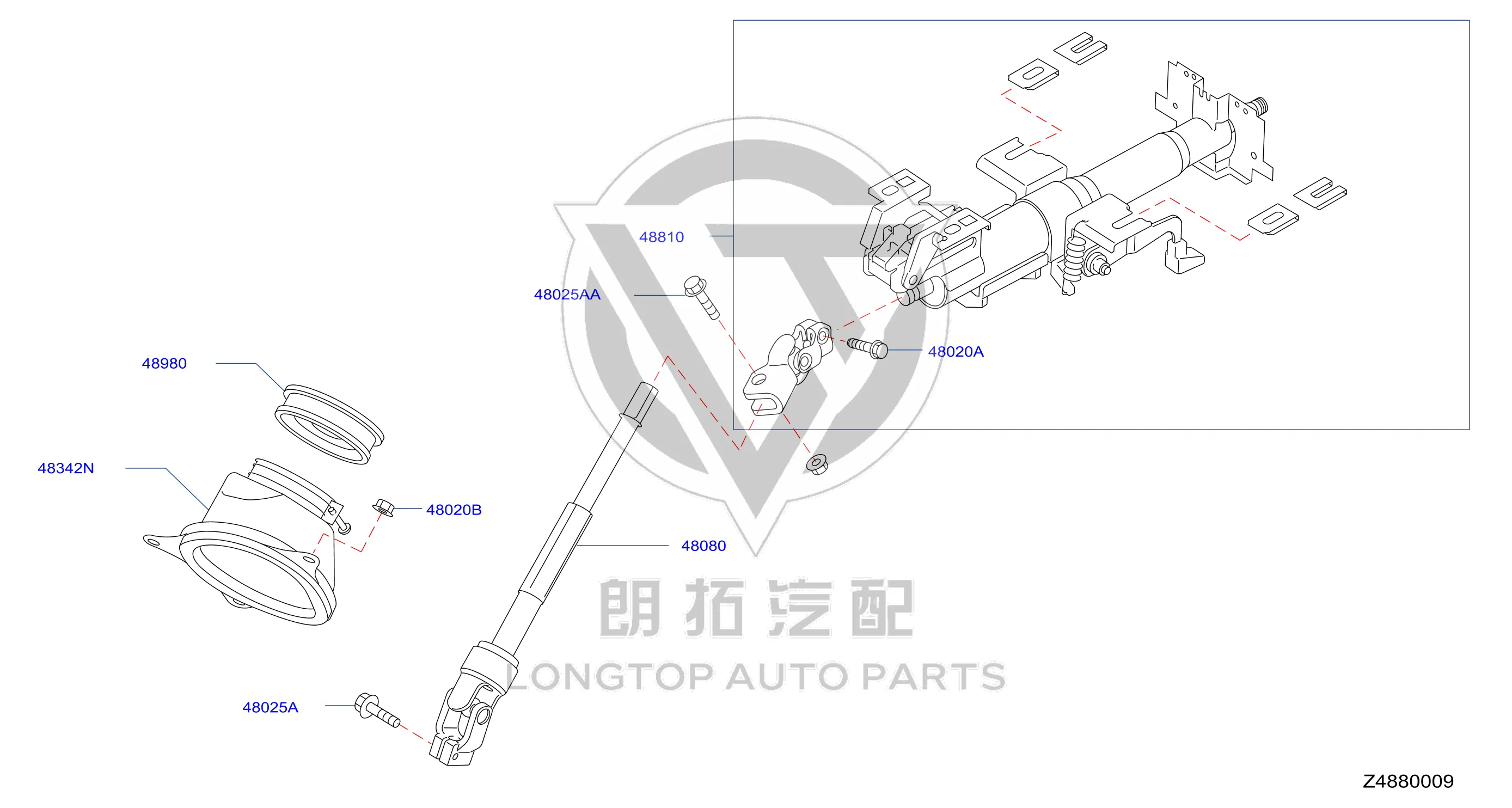 Steering Column Connecting Shaft (Lower) 48080-JN00B 48080JN00B for Nissan