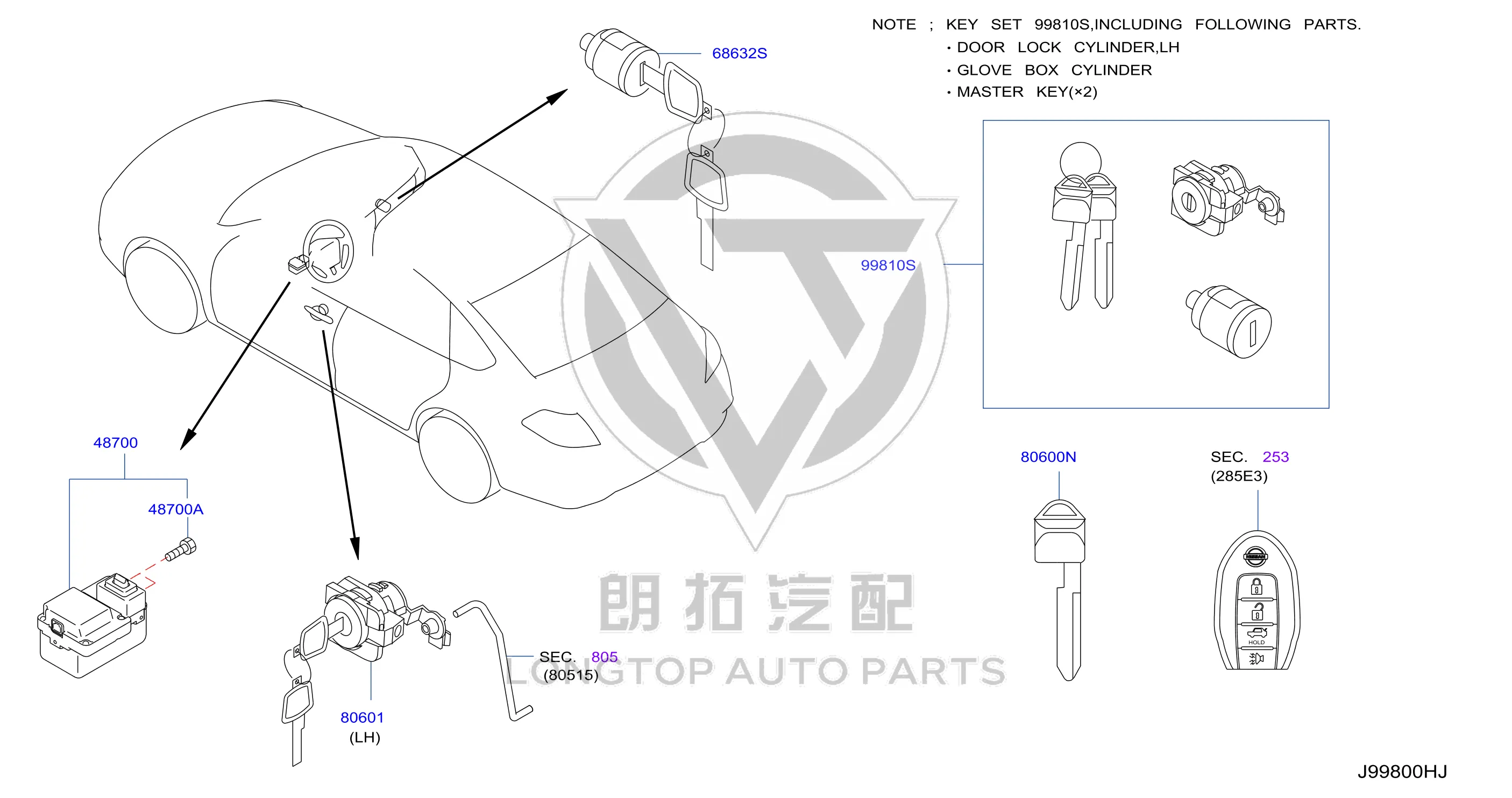 Steering Anti-Theft Lock 48700-1NC0B 487001NC0B for Nissan