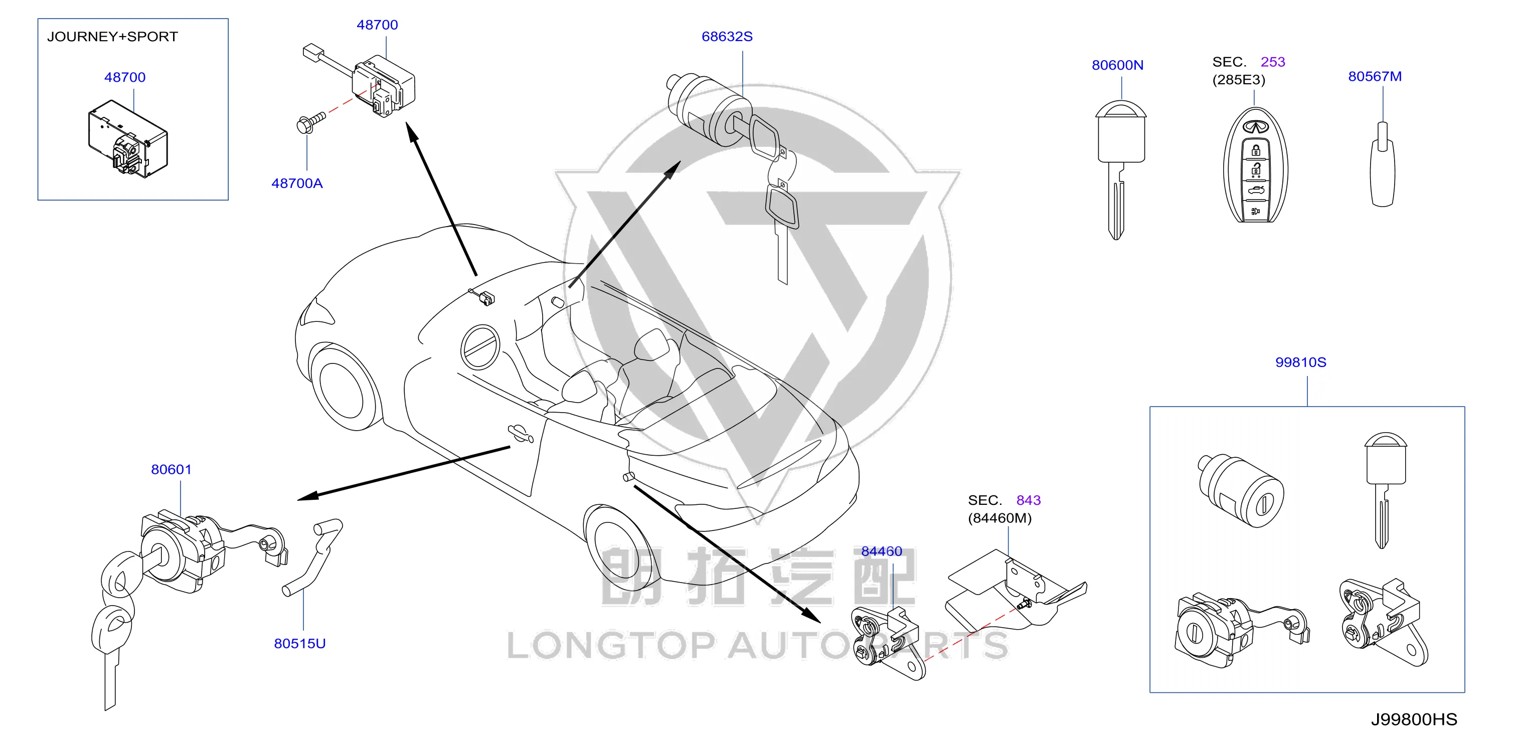 Steering Anti-Theft Lock 48700-JK000 48700JK000 for Nissan General