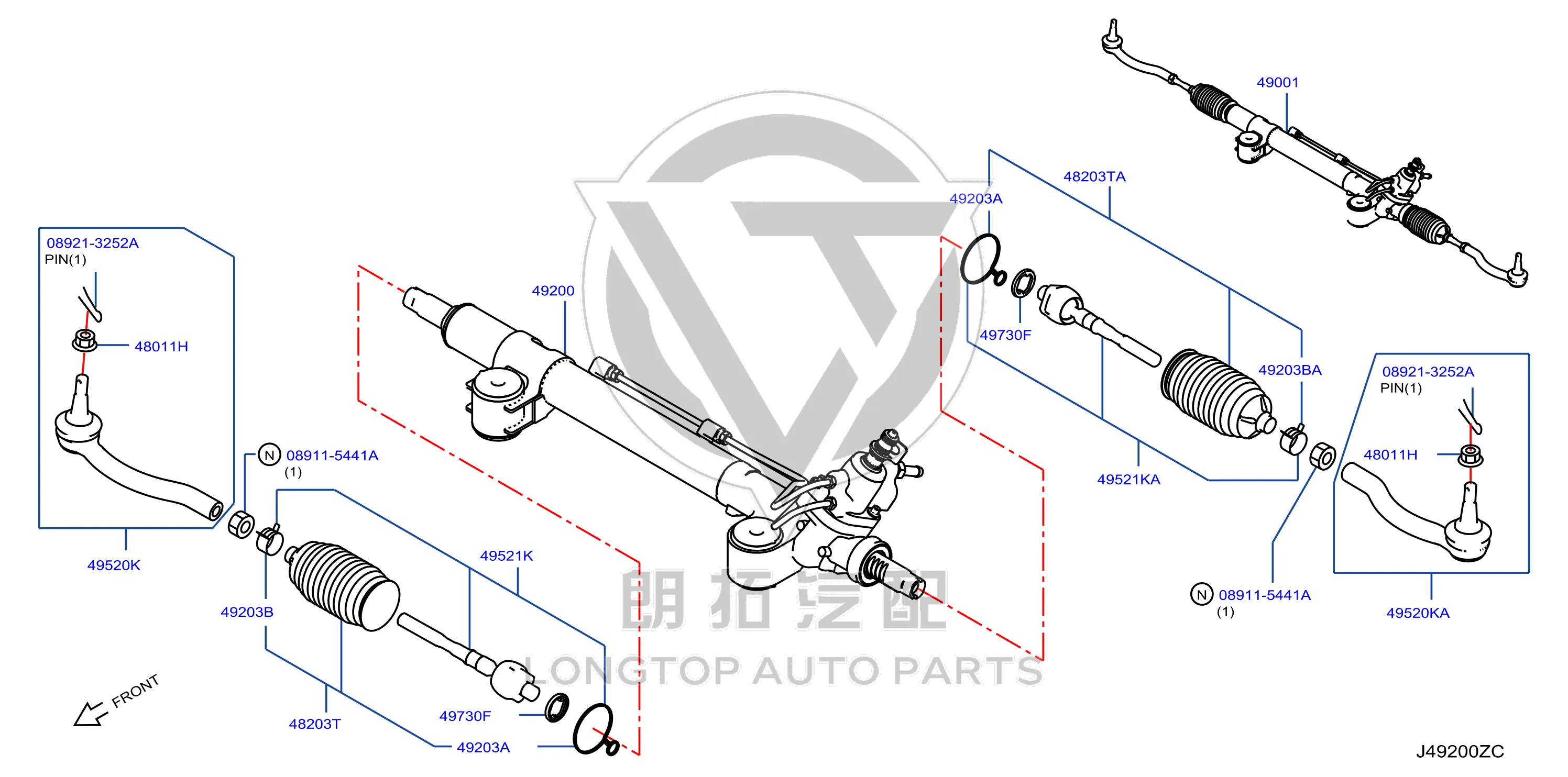 Steering Gear 49001-4GE4A 490014GE4A for Infiniti