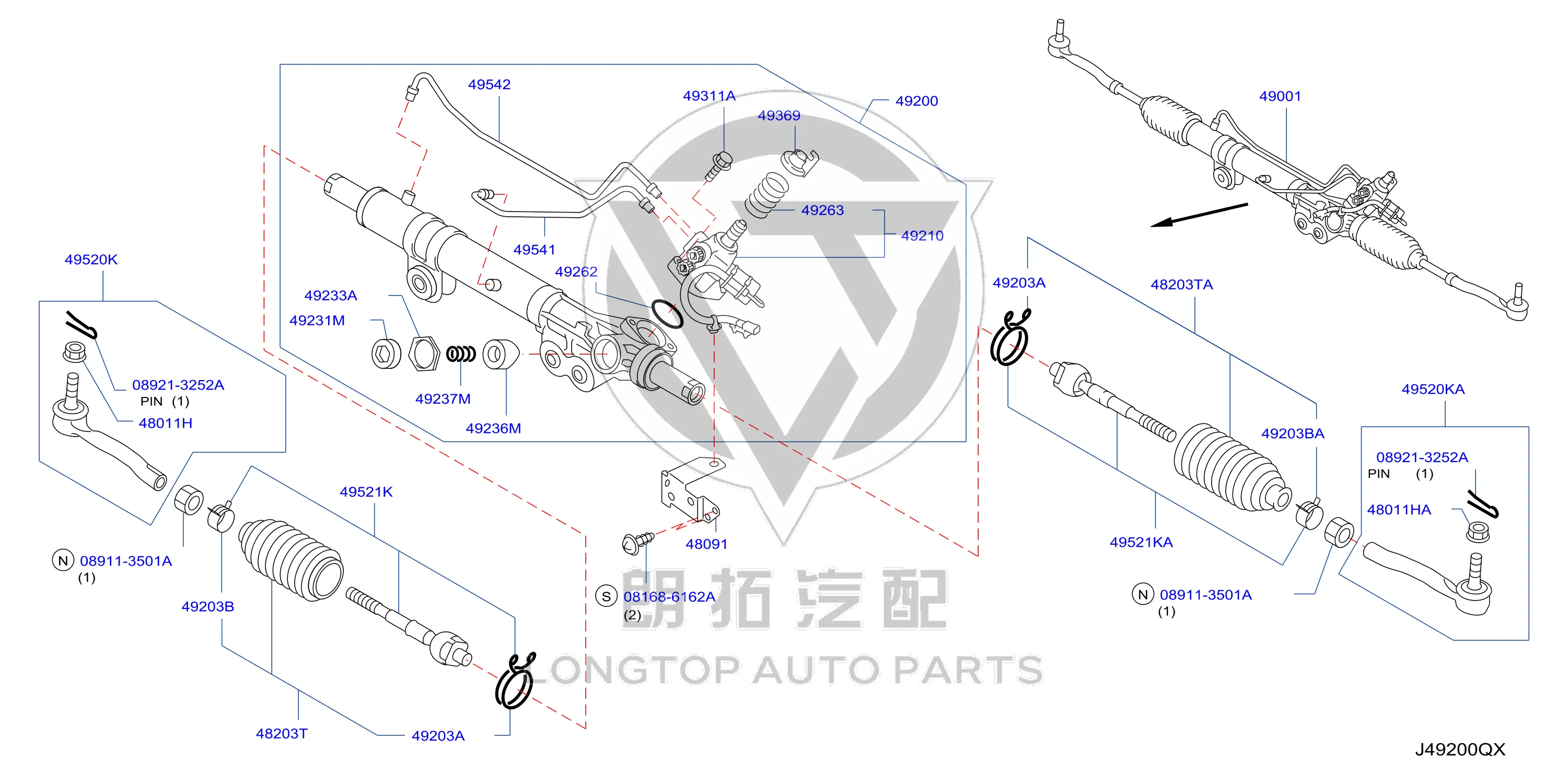 Steering Gear 49001-5ZP0A 490015ZP0A for Nissan