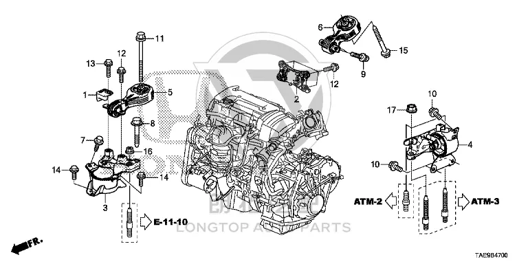 Engine Mount (Upper Right) 50880-T6A-J01 50880T6AJ01 for Honda
