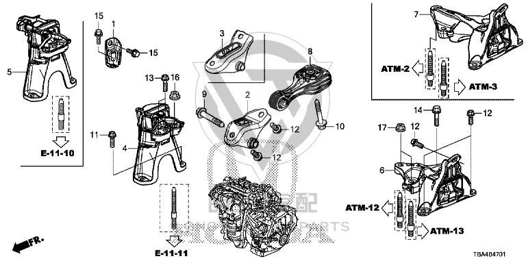 Engine Mount (Rear) 50890-TBA-A82 50890TBAA82 for Honda