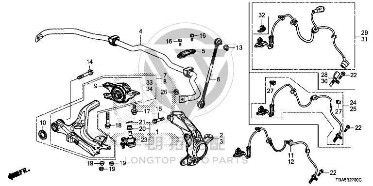 ABS Front Wheel Sensor 57450-TEAT01 57450TEAT01 for Honda